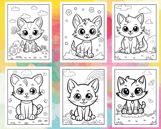 Kitten Coloring Pages | 25 Pages | Cute Coloring Pages | For Kids and Adults | Digital Download