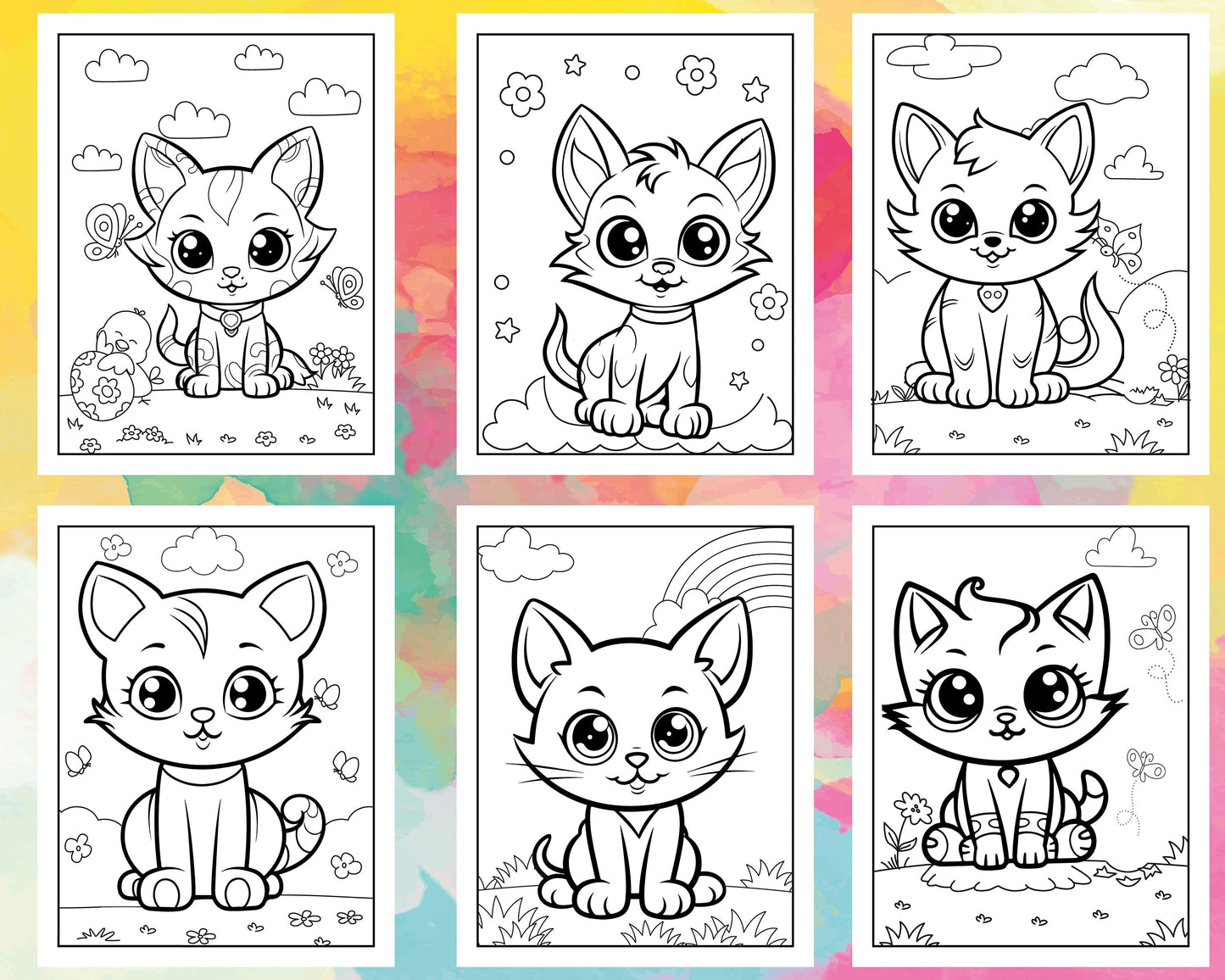 Kitten Coloring Pages | 25 Pages | Cute Coloring Pages | For Kids and Adults | Digital Download