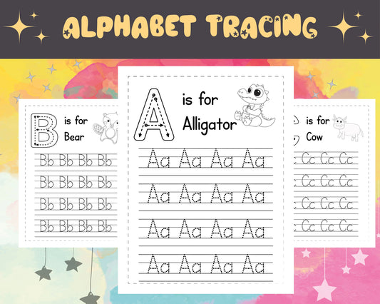 26 Printable Alphabet Tracing Worksheets (A–Z) – Upper & Lowercase Letter Practice for Preschool & Kindergarten