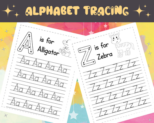 26 Printable Alphabet Tracing Worksheets (A–Z) – Upper & Lowercase Letter Practice for Preschool & Kindergarten
