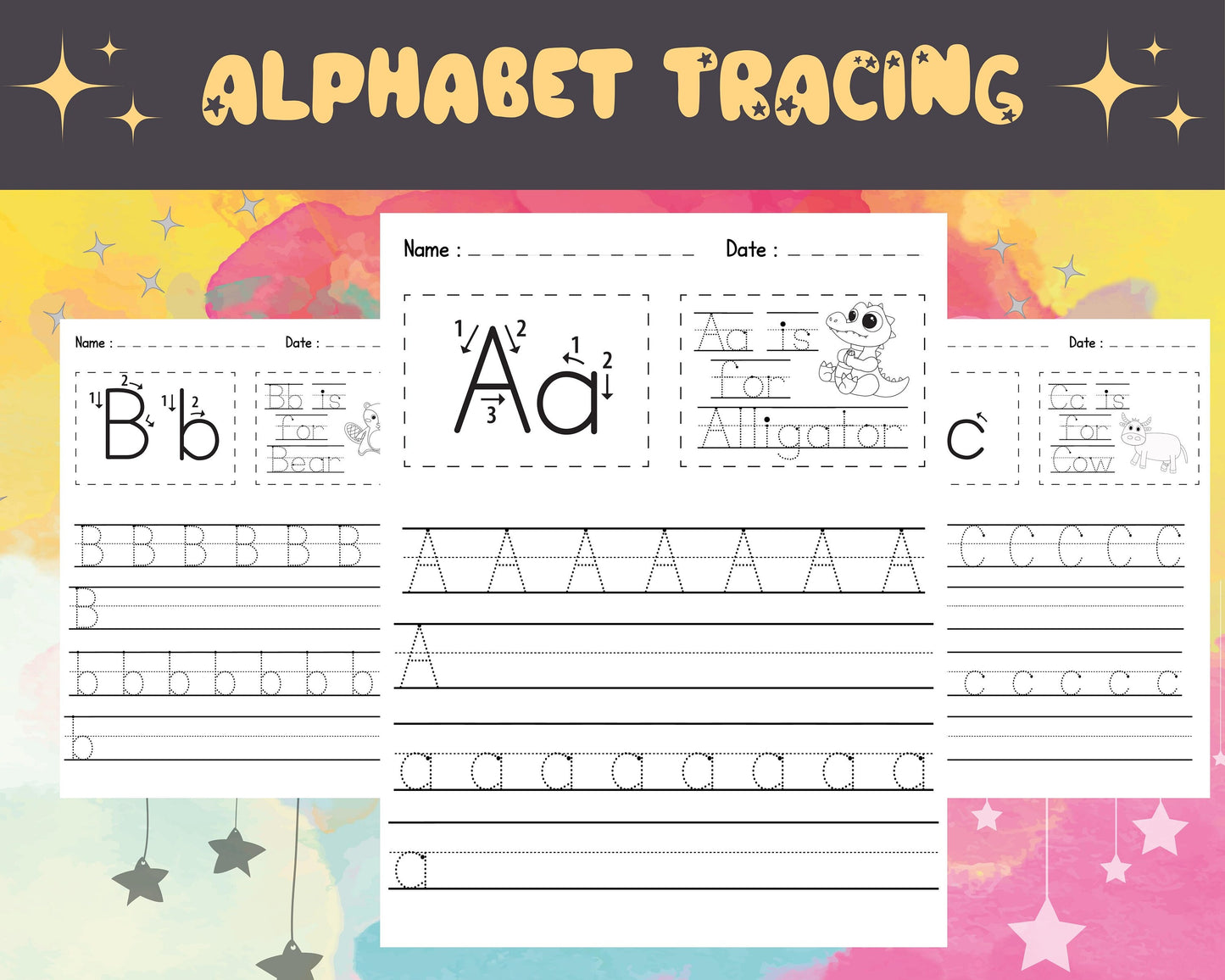 26 Printable Alphabet Upper & Lowercase Worksheets – Preschool & Kindergarten Phonics Practice