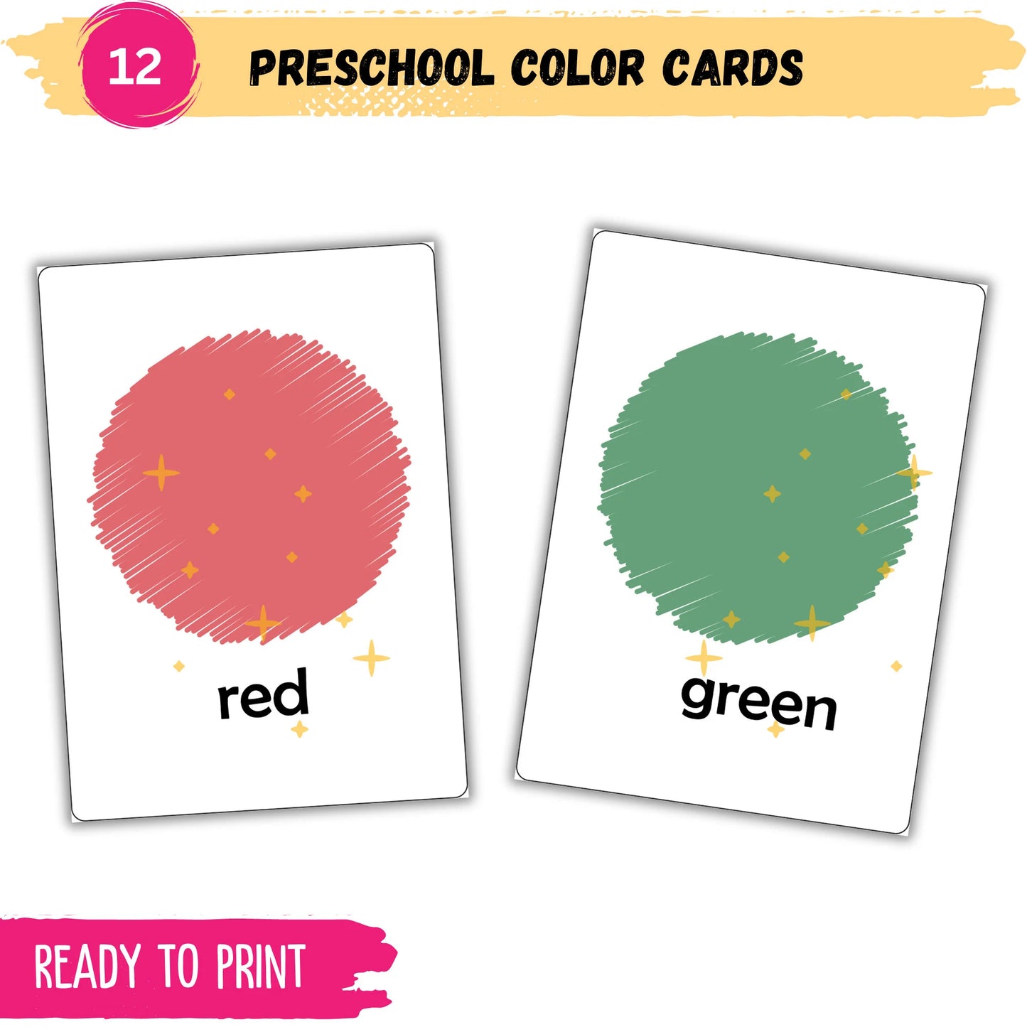 Montessori Color Flashcards | 12 Printable Educational Cards | Instant Download