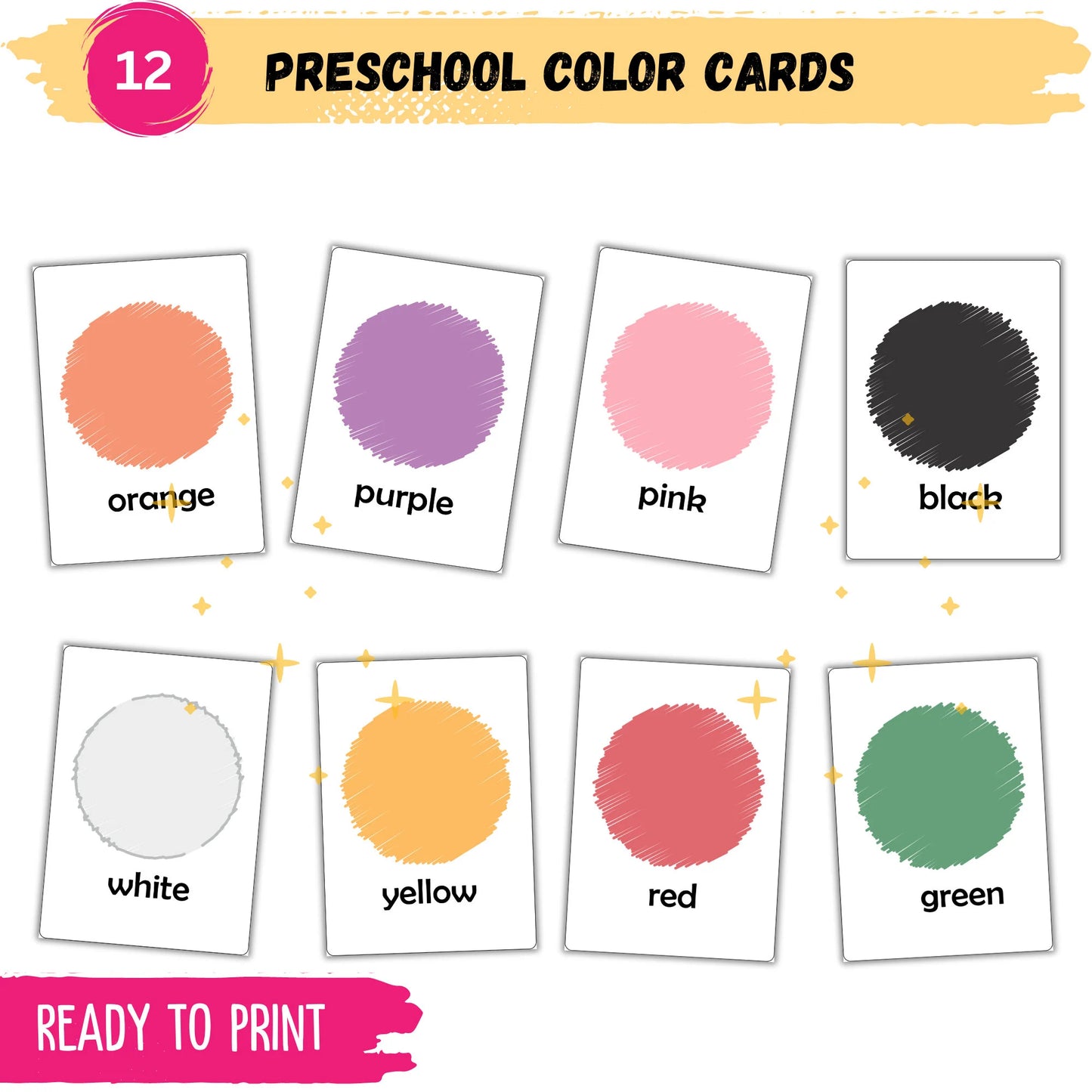 Montessori Color Flashcards | 12 Printable Educational Cards | Instant Download