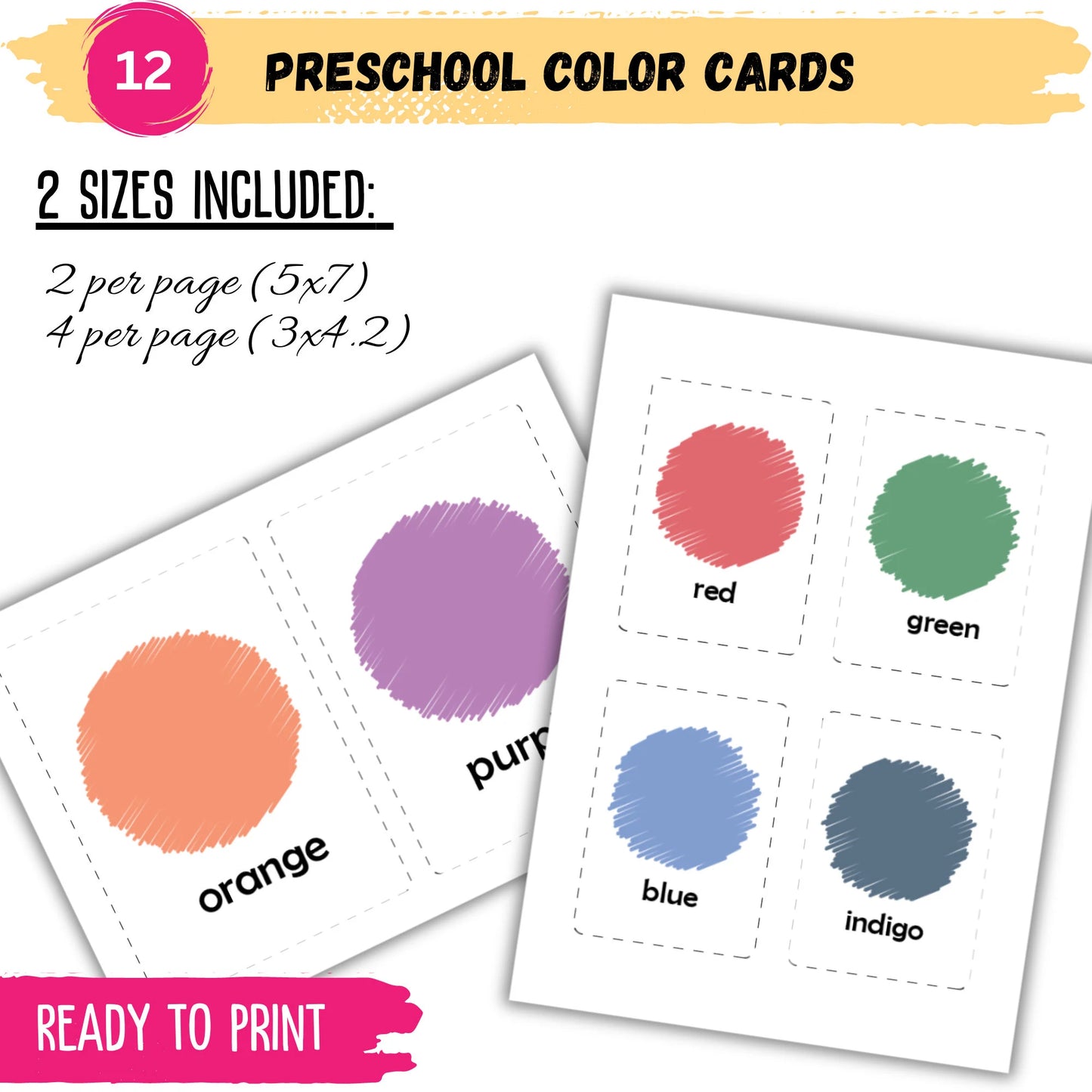Montessori Color Flashcards | 12 Printable Educational Cards | Instant Download