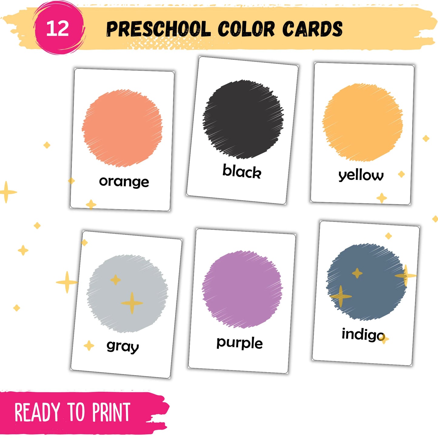 Montessori Color Flashcards | 12 Printable Educational Cards | Instant Download